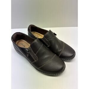 Clarks Cora Harbor Slip On Brown Leather Oxfords Womens 11M  Ultra Comfort!